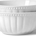 HOMBENE Pasta Bowls, 8 Inch Oatmeal Bowls, Kitchen Bowl Set, Mixing bowl Set, Salad bowl, Microwave and Dishwasher Safe, Set of 2 (White)