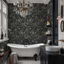 2 x Dimoon 78.7"x17.3" Vintage Wallpaper Boho Floral Peel and Stick Wallpaper Dark Black Gold Contact Paper Flower Removable Wall Paper Renter Friendly Stick on Kitchen Bathroom Self Adhesive Vinyl