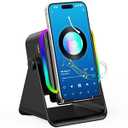 TARKARI Wireless Induction Speaker, 5 in 1 Bluetooth Speaker, 360 Rotation Cell Phone Stand and Colorful Ambient Light, Compatible with iPhone iPad Android Tablet, Birthday Gifts for Him Women Men