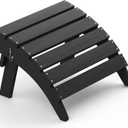 SERWALL Folding Adirondack Ottoman, No-Assembly Outdoor Footrest, All Weather Use Patio Footstool for Adirondack Chair, Black (1 pc)