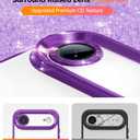 Meifigno Designed for iPhone Air Case with Ring Stand (6.5"), [Built-in Mirror] [Compatible with MagSafe] [Glitter Card & Wrist Strap] Removable Phone Stand +Designed for iPhone 17 Air Case, Purple