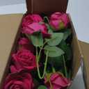 Ovveroche 40 Pcs Roses Artificial Flowers, Silk Hot Pink Artificial Flowers Petals Long Stem Roses for Wedding Bouquet Home Party Decor