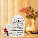 Mothers Day Memorial Gift Wooden Heart Sign Red Cardinal with Spring Leaves - Sympathy Gift for Loss of Loved One, Bereavement Tabletop Decor (Pack of 2)