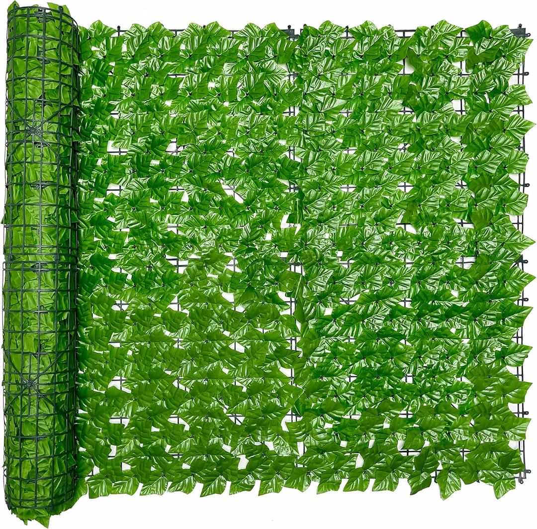 Bybeton Artificial Ivy Privacy Fence Panels, 40" X 120" UV-Anti Light Green Faux Vines Leaf Grass Wall for Patio Balcony Privacy, Garden, Backyard Greenery Wall Backdrop and Fence Decor.