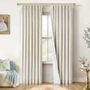 INOVADAY Pinch Pleated Curtains Blackout 90 Inches Long - Linen Blackout Curtains for Living Room Bedroom 2 Panels Set, Luxury Thermal Insulated Drapes for Dining Room, 40" Wx90 L, Natural