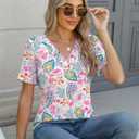 Rapbin T Shirts for Women Short Sleeve V Neck Tshirts Loose Fit Lightweight Soft Casual Summer Spring Tee Tops (S)