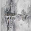 YHSKY ARTS Abstract Cityscape Oil Painting with Gold Foil Accents, Hand Painted Textured Modern Wall Art for Home Decor (27.5"L x 19.6"W)