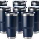 HASLE OUTFITTERS 30oz Stainless Steel Tumbler, Double Wall Vacuum Insulated Travel Mug Tumbler, Durable Insulated Coffee Mug, Gift Box Set (Navy, 8)