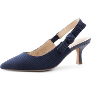 DREAM PAIRS Women's Kitten Heels Slingback Closed Toe Low Pumps Dress Bridal Elegant Wedding Casual Shoes (6, Navy)