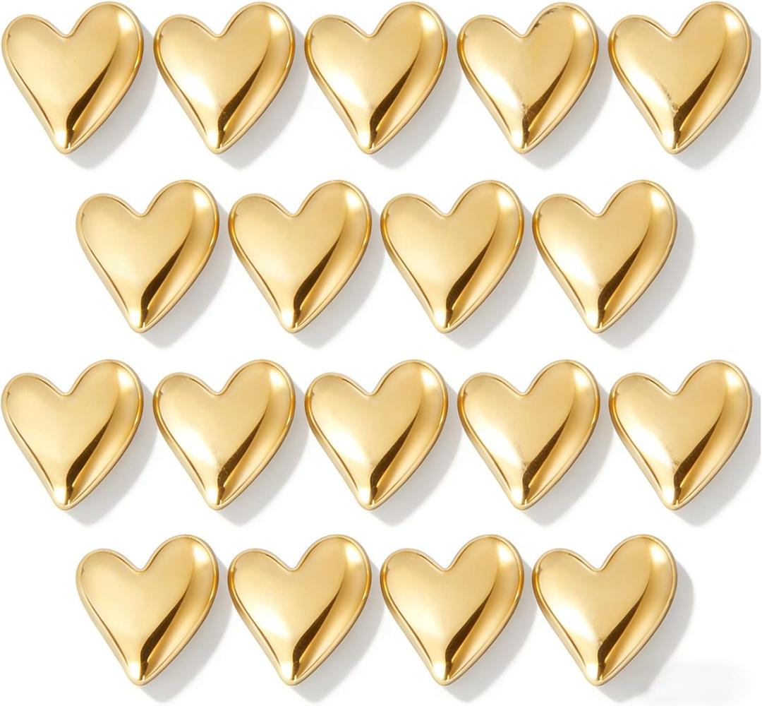 BESARME 18PCS Fridge Magnets, Gold Refrigerator Magnets, Small Cute Heart-Shaped Fridge Decor, Locker Magnets for Home, Kitchen, School, Office, Whiteboard