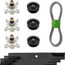 q&p Deck Rebuild Kit fit for Blades Pulley Spindles Belt Toro TimeCutter Z5000 Z5020 Z5030 Includes (3) Spindle 117-7268 (3) Idler Pulley 106-2175 (1) V-Belt 120-3892 (3) Blade 12273