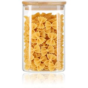 LIBWYS 16-Pack Square Glass Storage Jars with Bamboo Lids (0.6Qt/1.06Qt)