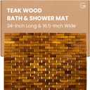 Teak Bath Mat & Shower Mat (24" x 16.5") | Wooden Flooring for Bathtub & Bathroom | Foldable & Non Slip Wood Bathmat