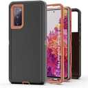 AWZHYDT for Galaxy S20 FE 5G Case, Heavy Duty Protective Case with [3 Layers] Rugged Rubber Shockproof Protection Cover for Samsung Galaxy S20 FE(Black/Orange)