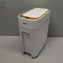 Pukomc Automatic Small Sensor Trash Can with Touchless Lid, 2.3 Gallon / 9L Smart Garbage Can, Quiet Close White Gold Waste Bin - Perfect for Kitchen, Living Room & Small Spaces