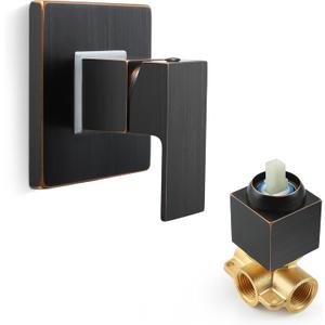 SKOWLL Single Function Shower Handle Valve Trim Kit, Wall Mount Tub Control Valves, Rough-In Single Handle Oil Rubbed Bronze Shower Valve