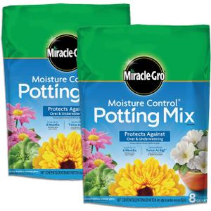 Miracle-Gro Moisture Control Potting Mix - Plant Soil For Container Plants, Protects against Over- and Under-Watering, 8 qt. (2-Pack)