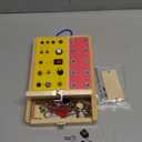 Tilhumt Busy Board with LED Light, 2-in-1 Montessori Screwdriver Board Set with 6 LED Light Switches, Toddler Montessori Switch Fidget Board with Lockable Toolbox, Travel Activity Toys for Outdoor