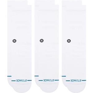 Stance Icon Classic Casual Crew Socks 3-Pack, Cotton Blend and Cushioning Arch Support (White, XL)
