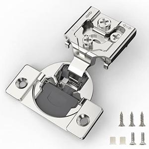 FURNIWARE 7 Pieces Soft Closing Cabinet Hinges, 3/4 inch Overlay Cabinet Hardware Hinges Nickel Plated- 105 Degree