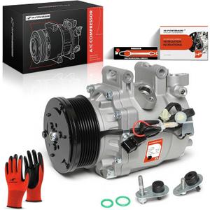 A-Premium brand automotive air conditioning compressor with an integrated clutch.