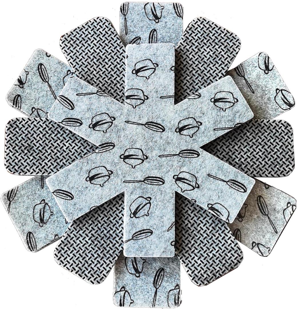 Pot and Pan Protectors 12 Pcs (10" 14" 15"), Pan Protectors for Stacking, Pots and Pans Dividers, Avoid Scratching Cookware Protectors