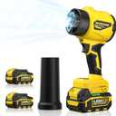 Leaf Blower with 2 X 4.0Ah Battery and Charger, 20V Cordless Blower for Lawn Care, & House Cleaning, 980,000 RPM Jet Blower, Extended Nozzle & Earbuds Included, Yellow