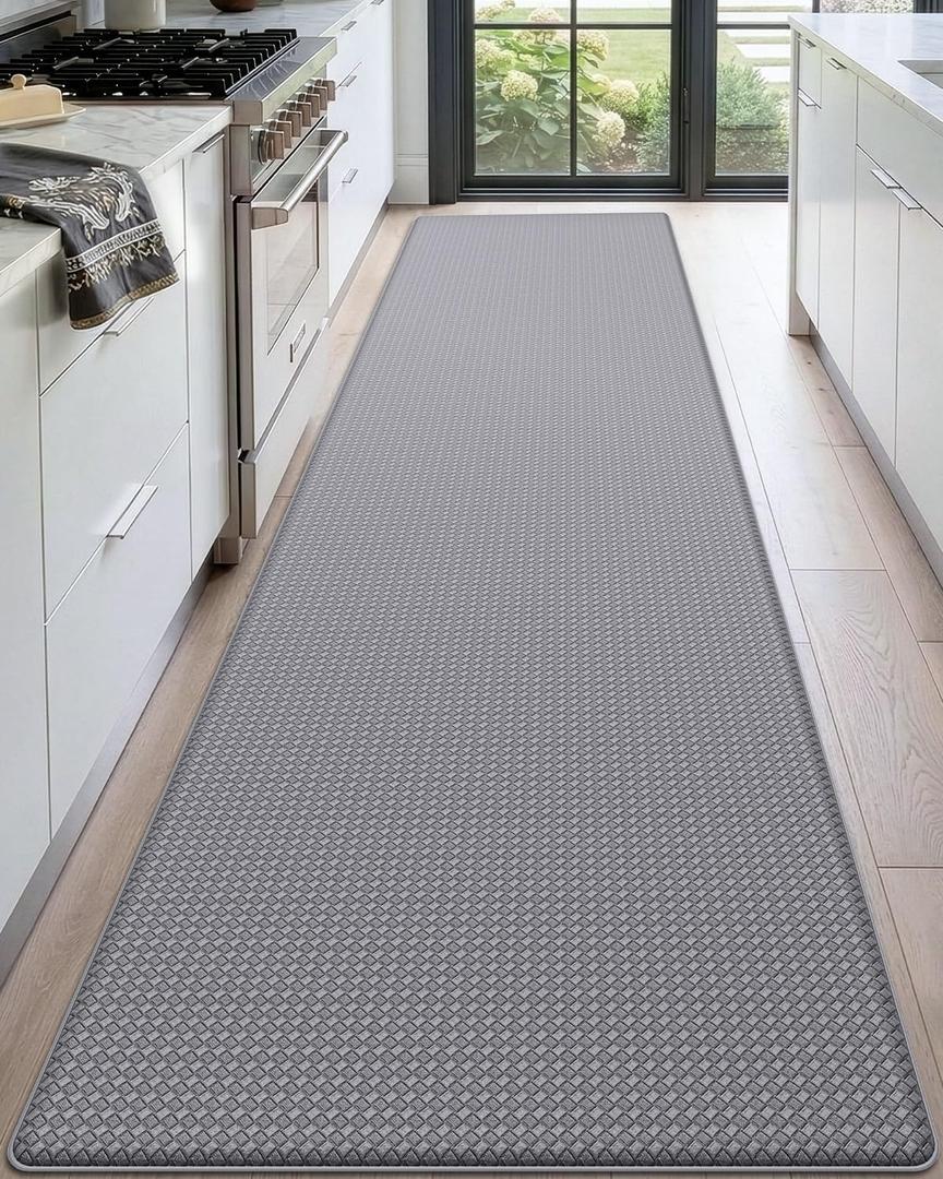 DEXI Kitchen Floor Mats Cushioned Anti Fatigue,2x9 Long Standing Runner Rug Waterproof, Comfort Memory Foam Padded for Front Sink Laundry, Grey