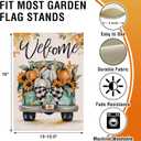 Artofy Welcome Fall Pumpkin Small Decorative Garden Flag, Autumn Thanksgiving Harvest Season Teal Truck Yard Lawn Outside Decor, Sunflower Leaves Burlap Outdoor Home Decoration Double Sided 12 x 18