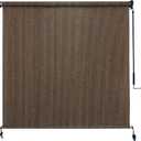 Amagenix Outdoor Roller Shades 8'(W) X 8'(H), Exterior Cordless Patio Shades Roll Up Outdoor Blinds with 90% UV Protection, Two-Section Poles with One-Piece Fabric, Mocha