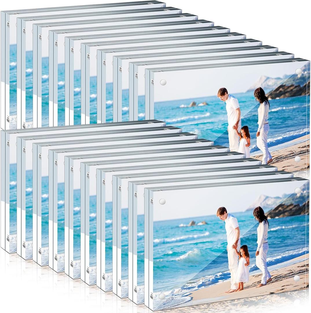 Handepo Acrylic Picture Frame Bulk Clear Acrylic Photo Frame Magnetic Desktop Display Double Sided 20 mm Thickness Freestanding for Bedroom Living Room Home Office(5 x 7)