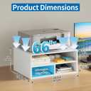 ALISENED Printer Stand for Desk, 2-Tier Wooden Desk Organizer, White, 18.5x14.5x8.26 Inches