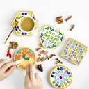 10 Pcs Round Bamboo Coasters 3.7 Inch, Blank Mats for Crafts DIY Mosaic Tile Base, Small Indoor Plant Coasters, Reusable Eco-Friendly Design