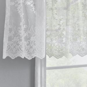 Kotile White Lace Valance for Kitchen Windows Over Sink Country Floral Embroidered Lace Valance for Window Cafe Dining Bath Room, Rod Pocket Short Sheer Curtain, 52 x 18 Inch, 1 Panel