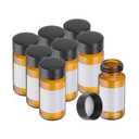 PATIKIL 8pcs 20ml Small Brown Glass Vials with Black Screw Cap, Borosilicate Glass Sample Bottles with Writing Label for Solid Liquid Powder Storage