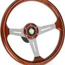 RASTP 13.5 Inch Wood Grain Boat Steering Wheel with 3/4 Axle Marine Steering Wheel Adapter for Most Marine boats,Vessels,Yachts,Pontoons, Style E, RS-STW044+QR045