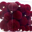 Velvet Christmas Ball Ornaments Burgundy Xmas Tree Decorations 36pcs Shatterproof Christmas Ornaments Set with 5 Styles in 3 Sizes(Small Medium Large) (Mixed)