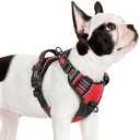 rabbitgoo Dog Harness Small Sized, No Pull Pet Harness with 3 Buckles, Adjustable Soft Padded Vest with Control Handle, Walking Reflective Pet Vest for Small Dogs, Red, S