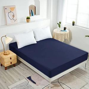 NHNHN Fitted Sheet-Deep Pockets-Soft Microfiber-Easy Care-Shrinkage and Fade Resistant-Fitted Sheets Queen Size for Girl Woman Teens Kids-Only 1 Fitted Sheet (Queen, Navy)