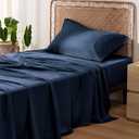 Bedsure Cooling Sheets Twin, Rayon Derived from Bamboo, PureWoven, Breathable & Soft Twin Sheets Set, Deep Pocket Up to 16 Inches, Hotel Luxury Silky Bedding for Hot Sleepers, Navy