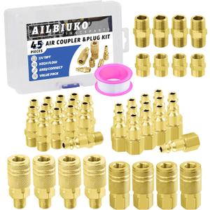 Air Coupler & Plug Kit,45 Pcs 1/4" NPT Air Tool Fittings Set,Quick Connect Air Hose Fittings Air Compressor Accessories