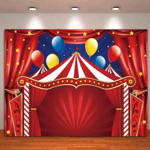 Red Circus Tent Backdrop Big Top Carnival Themed Birthday Party Photo Background Newborn Baby Shower Photography Booths Banner Decorations Supplies, 60x80