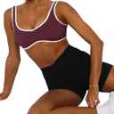 LASLULU Sexy Sports Bras for Women V Neck Sleeveless Padded Bra Workout Yoga Crop Top (XL)