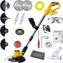 Electric Weed Wacker Cordless for Dewalt 20 V Battery, 4-in-1 Battery-Powered Mower, Lightweight Cordless Weeder for Lawn, Yard and Brush Mowing (Battery Free, Yellow)