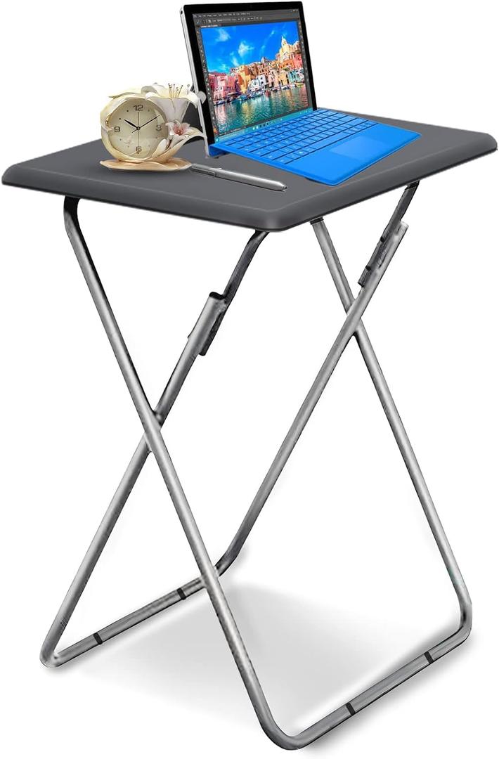 Folding TV Tray Table/TV Dinner Trays Tables for Eating,Stable Tv Trays Table 25In, Folding Tray Side Table, Foldable Snack Tables for Bed & Sofa, 15 x 18.9 x 26 in (Grey,1PC)