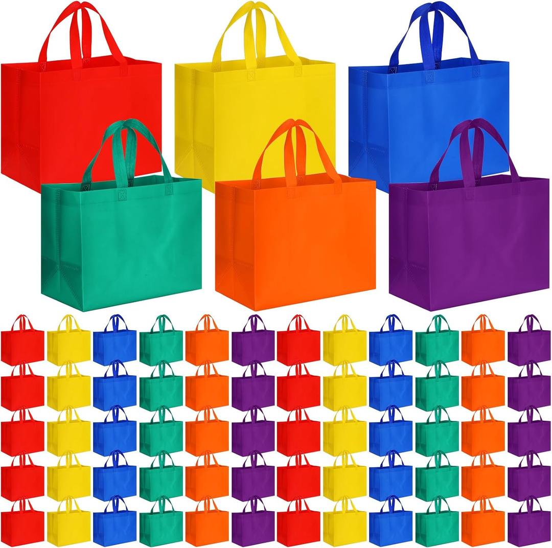 Nush Nush Shiny Rainbow Gift Bags Bulk, Set of 30 - Reusable Medium Gift Bags with Handles - Purple Goodie Bag Perfect for Halloween, Holidays, Birthday Party Favor, Small Business, Events - 8Wx4Dx10H