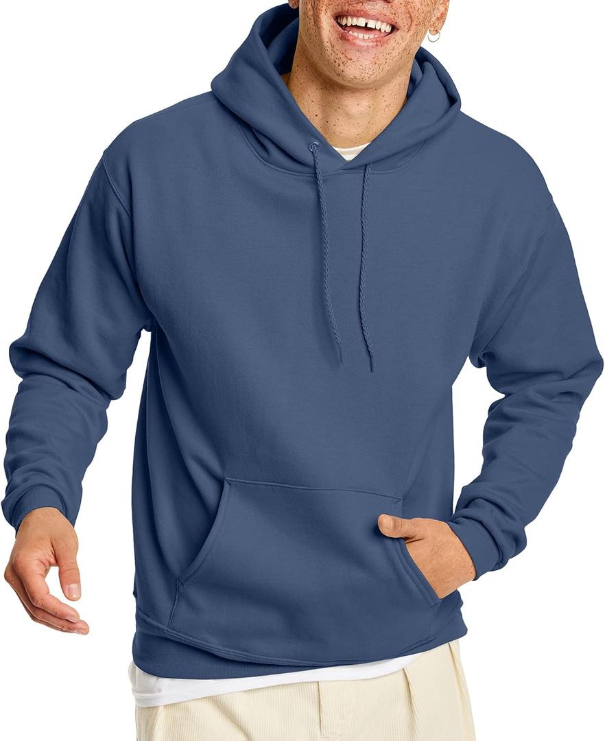 Hanes Men's EcoSmart Fleece Hoodie Sweatshirt (3X-Large, Denim Blue)