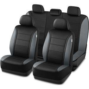 Road Comforts Leather Seat Covers, Breathable Car Seat Covers Full Set for Men,Airbag Compatible, Automotive Seat Covers Set Universal Fit Most Cars,Vans,Truck,SUV