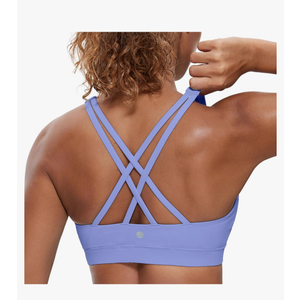 CRZ YOGA Women's Strappy Sports Bras Fitness Workout Padded Yoga Top Criss Cross Back Cami,S