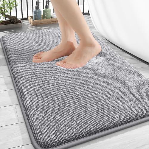 Thick Memory Foam Bath Mat Rug 30x20, Extra Soft Absorbent Bathroom Rugs, Quick Dry Bath Mats, Non-Slip, Machine Washable Carpet for Bathroom, Tub and Shower, Home Decor Accessories, Grey